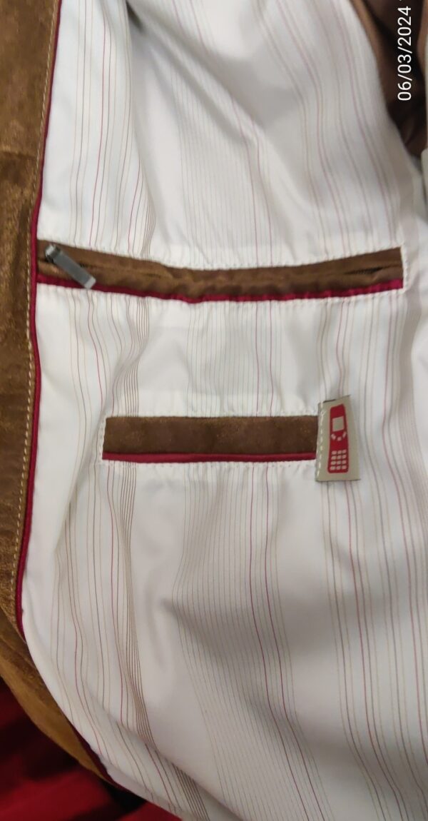 Boussac Brocante - Chevy - Belle veste en cuir souple marron avec poches pour lunettes et téléphone portable - taille L - Lot 41