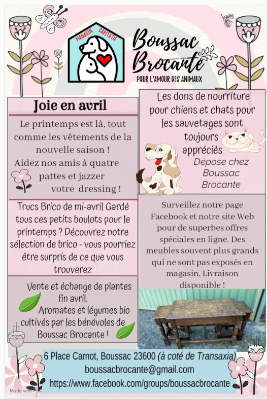 Newsletter - avril 2024 - Boussac Brocante