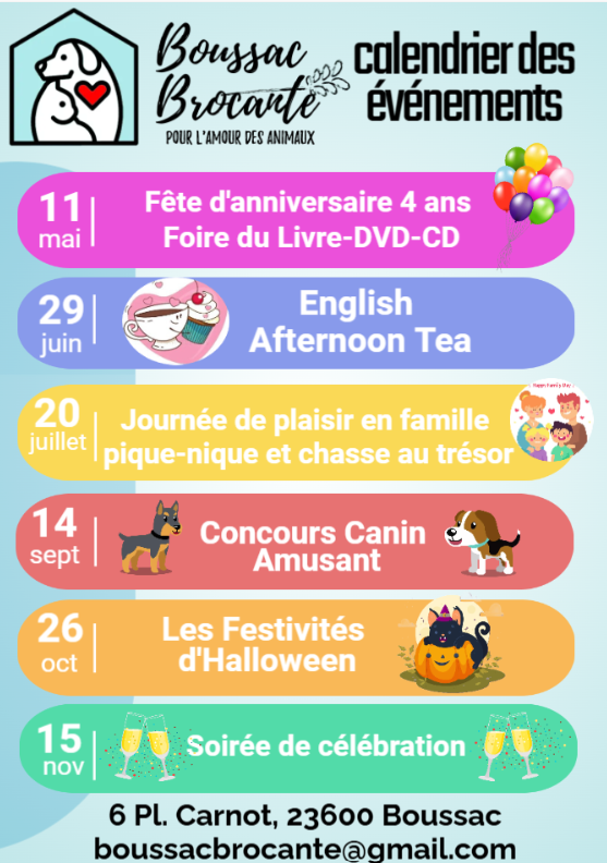 Boussac Brocante Calendrier des événements